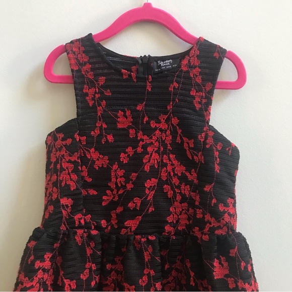 Bardot Junior Black and Red Floral Dress, Size 6. - Picture 2 of 8
